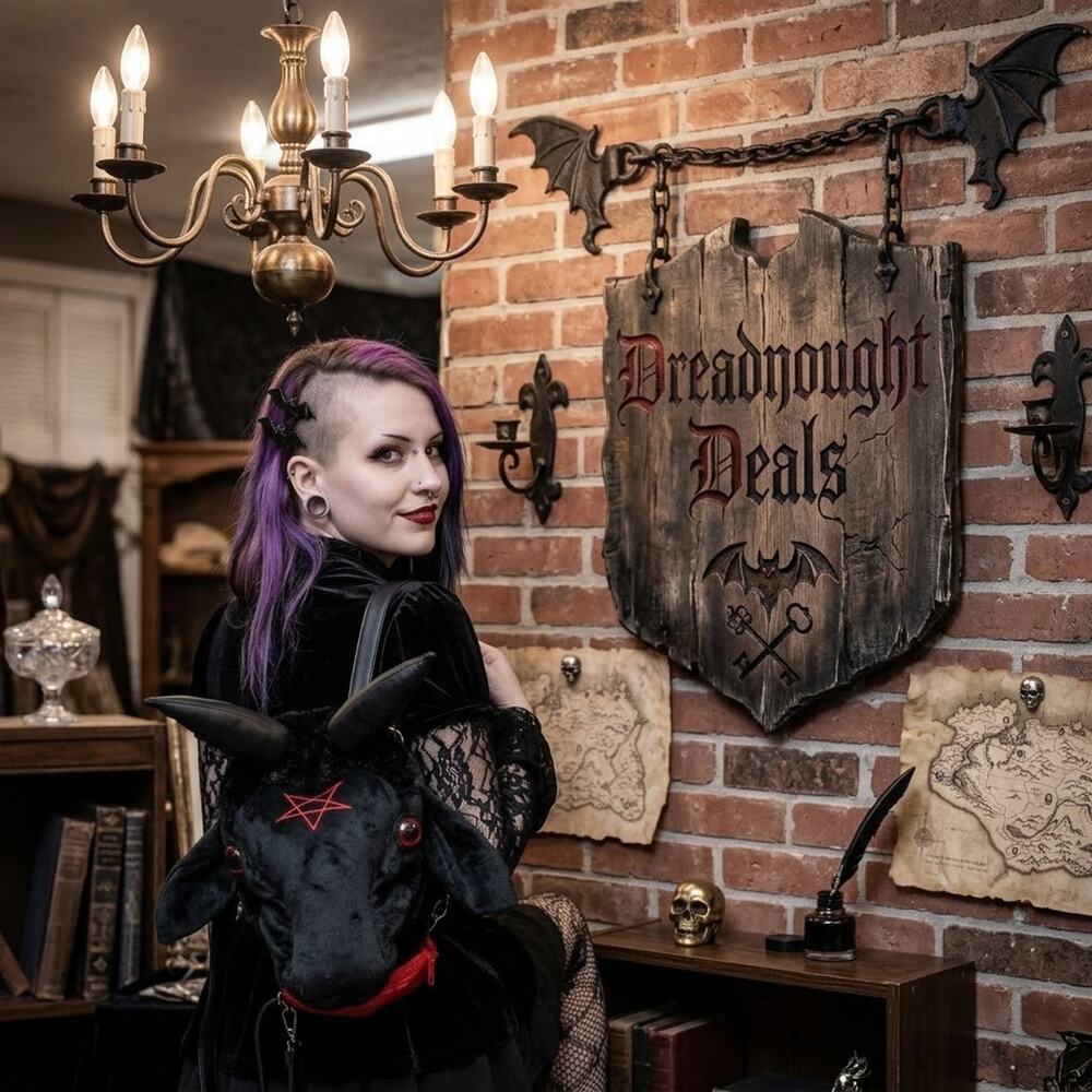 Kreepsville 666 Baphomet Goat Plush Head Backpack Crossbody Bag Black Goth